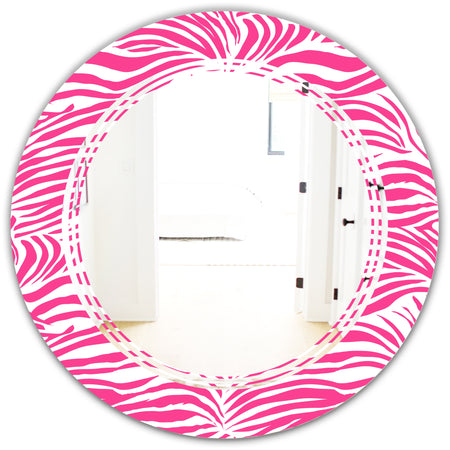Glamour Zebra Animal Pattern - Modern Round or Oval Wall Mirror - Triple C