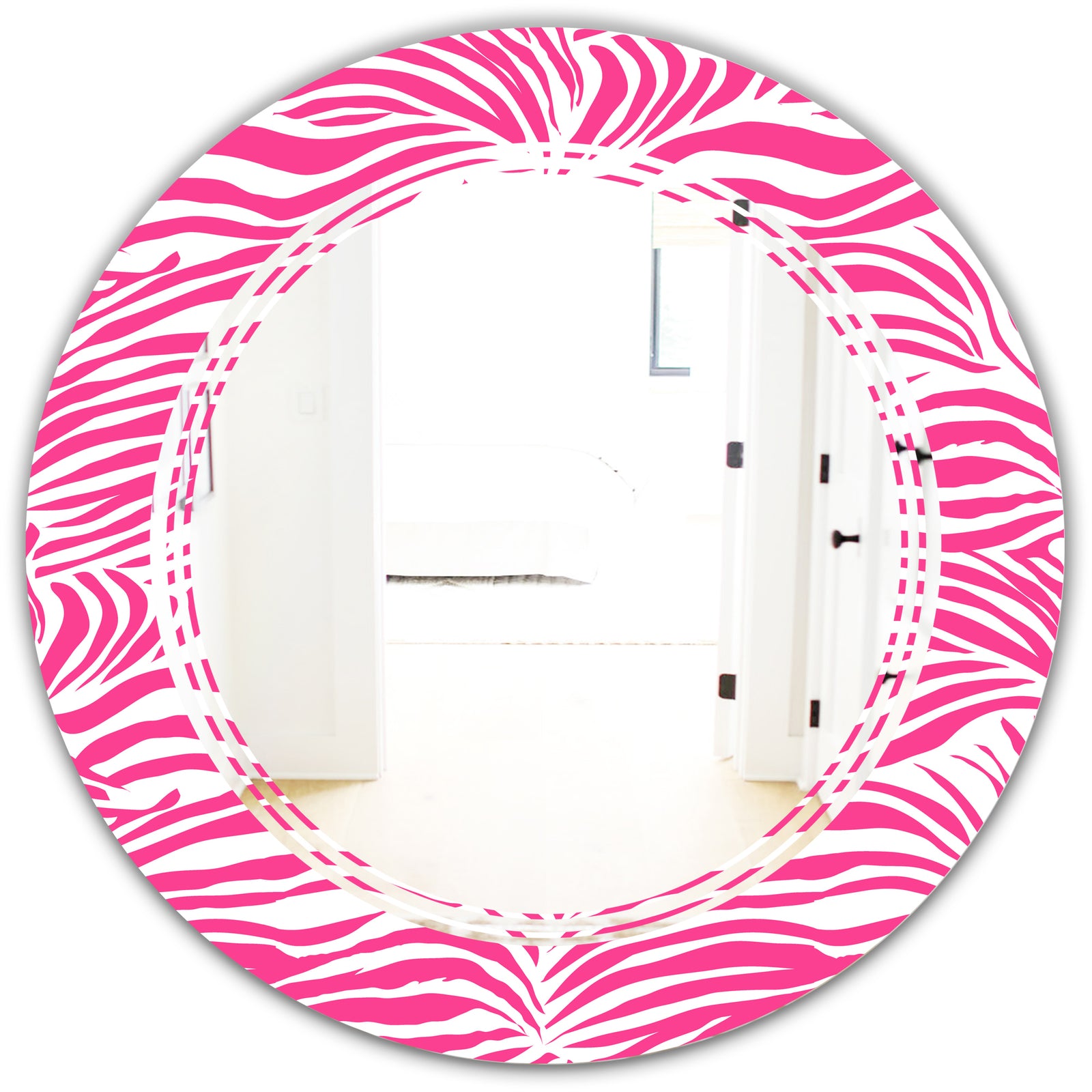 Glamour Zebra Animal Pattern - Modern Round or Oval Wall Mirror - Triple C
