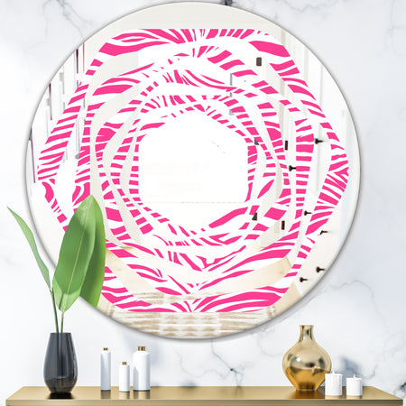 Glamour Zebra Animal Pattern - Modern Round or Oval Wall Mirror - Whirl