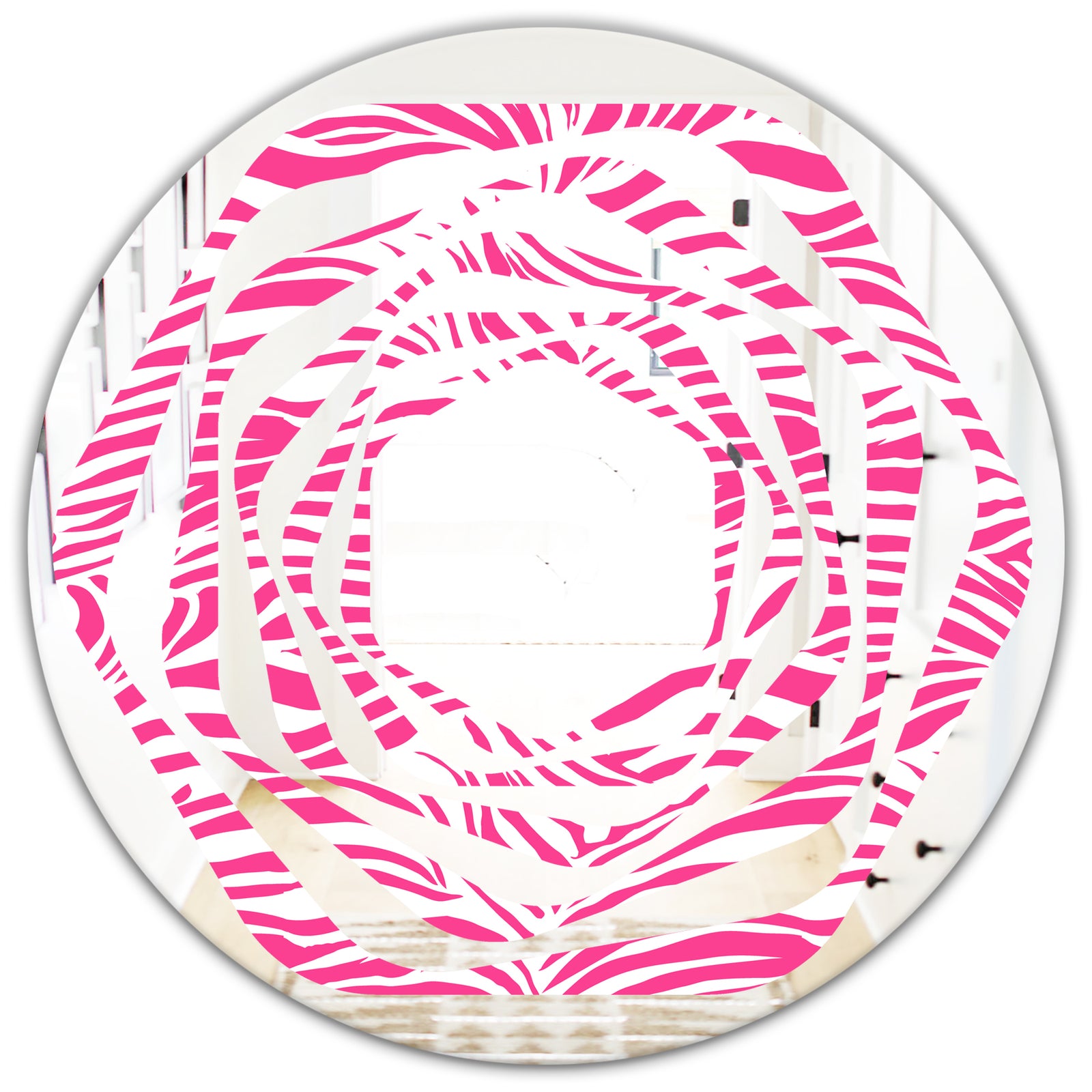 Glamour Zebra Animal Pattern - Modern Round or Oval Wall Mirror - Whirl