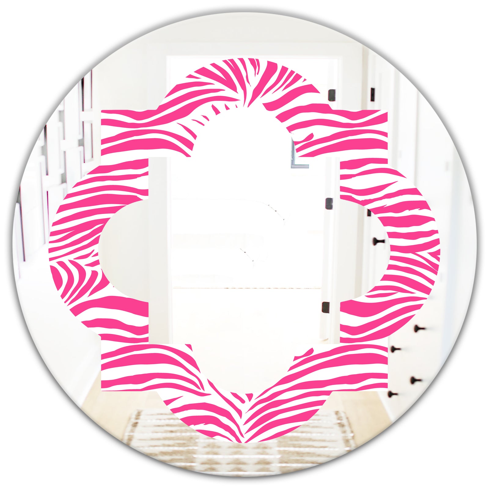 Glamour Zebra Animal Pattern - Modern Round or Oval Wall Mirror - Quatrefoil