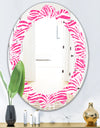 Glamour Zebra Animal Pattern - Modern Round or Oval Wall Mirror - Leaves