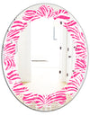 Glamour Zebra Animal Pattern - Modern Round or Oval Wall Mirror - Leaves