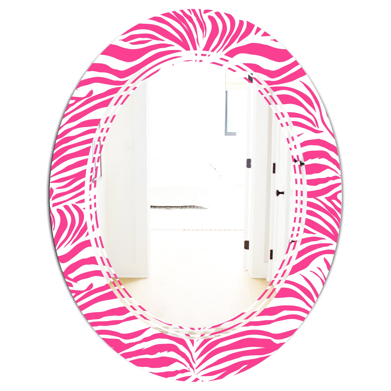 Glamour Zebra Animal Pattern - Modern Round or Oval Wall Mirror - Triple C