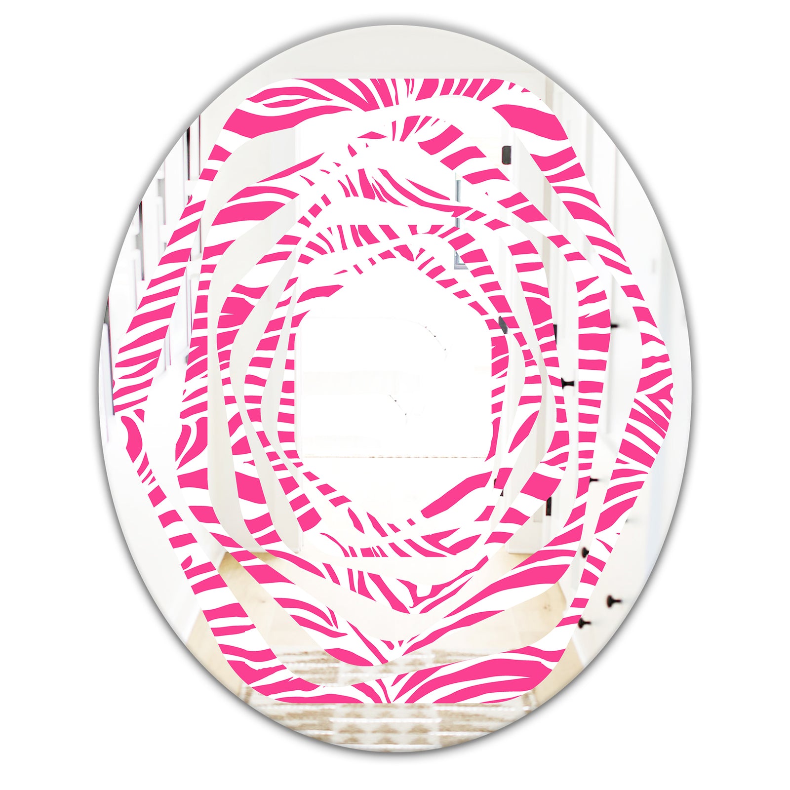 Glamour Zebra Animal Pattern - Modern Round or Oval Wall Mirror - Whirl