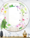 Tropical Botanicals and Flowers VI - Modern Round or Oval Wall Mirror - Space