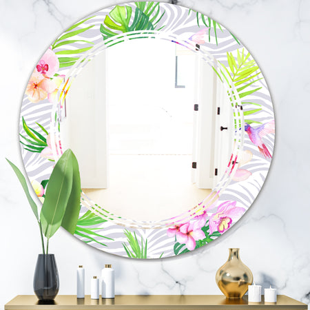 Tropical Botanicals and Flowers VI - Modern Round or Oval Wall Mirror - Triple C