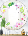 Tropical Botanicals and Flowers VI - Modern Round or Oval Wall Mirror - Quatrefoil
