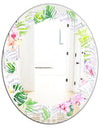 Tropical Botanicals and Flowers VI - Modern Round or Oval Wall Mirror - Leaves