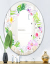 Tropical Botanicals and Flowers VI - Modern Round or Oval Wall Mirror - Quatrefoil