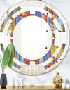 Floral Retro Pattern III - Modern Round or Oval Wall Mirror - Space
