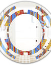 Floral Retro Pattern III - Modern Round or Oval Wall Mirror - Space