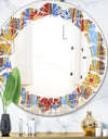 Floral Retro Pattern III - Modern Round or Oval Wall Mirror - Leaves