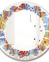Floral Retro Pattern III - Modern Round or Oval Wall Mirror - Leaves