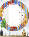 Floral Retro Pattern III - Modern Round or Oval Wall Mirror - Triple C