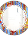 Floral Retro Pattern III - Modern Round or Oval Wall Mirror - Triple C