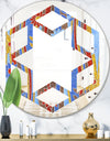 Floral Retro Pattern III - Modern Round or Oval Wall Mirror - Hexagon Star
