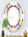 Floral Retro Pattern III - Modern Round or Oval Wall Mirror - Space