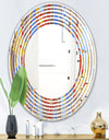 Floral Retro Pattern III - Modern Round or Oval Wall Mirror - Wave