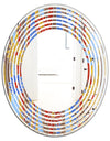 Floral Retro Pattern III - Modern Round or Oval Wall Mirror - Wave