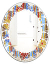 Floral Retro Pattern III - Modern Round or Oval Wall Mirror - Leaves