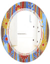 Floral Retro Pattern III - Modern Round or Oval Wall Mirror - Triple C