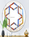 Floral Retro Pattern III - Modern Round or Oval Wall Mirror - Hexagon Star