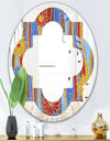 Floral Retro Pattern III - Modern Round or Oval Wall Mirror - Quatrefoil