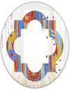 Floral Retro Pattern III - Modern Round or Oval Wall Mirror - Quatrefoil