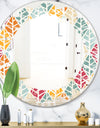 Diamond Retro X - Modern Round or Oval Wall Mirror - Leaves