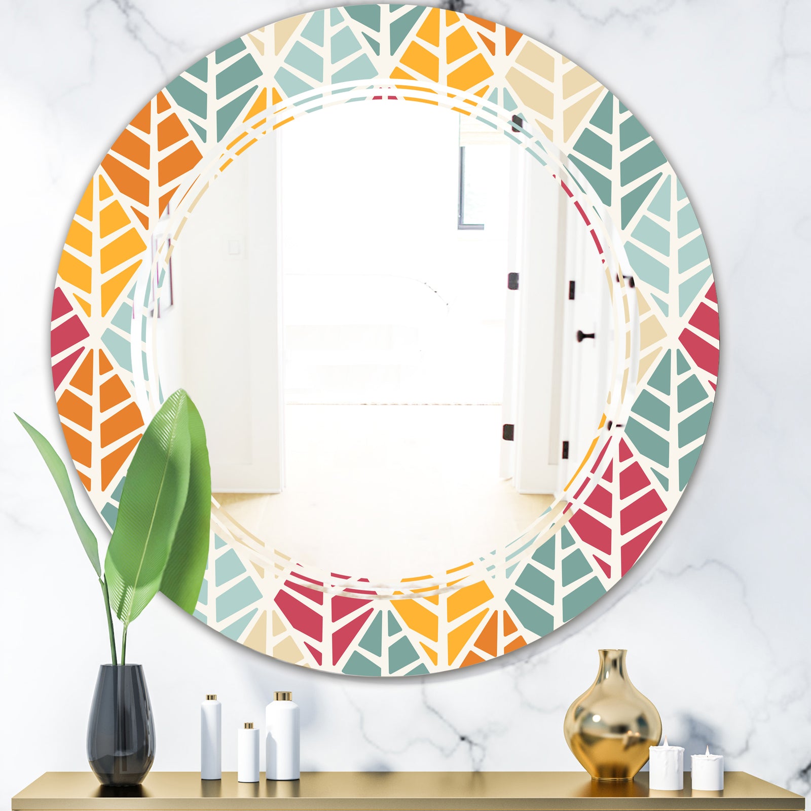 Diamond Retro X - Modern Round or Oval Wall Mirror - Triple C