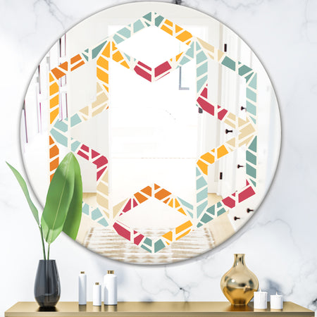 Diamond Retro X - Modern Round or Oval Wall Mirror - Hexagon Star