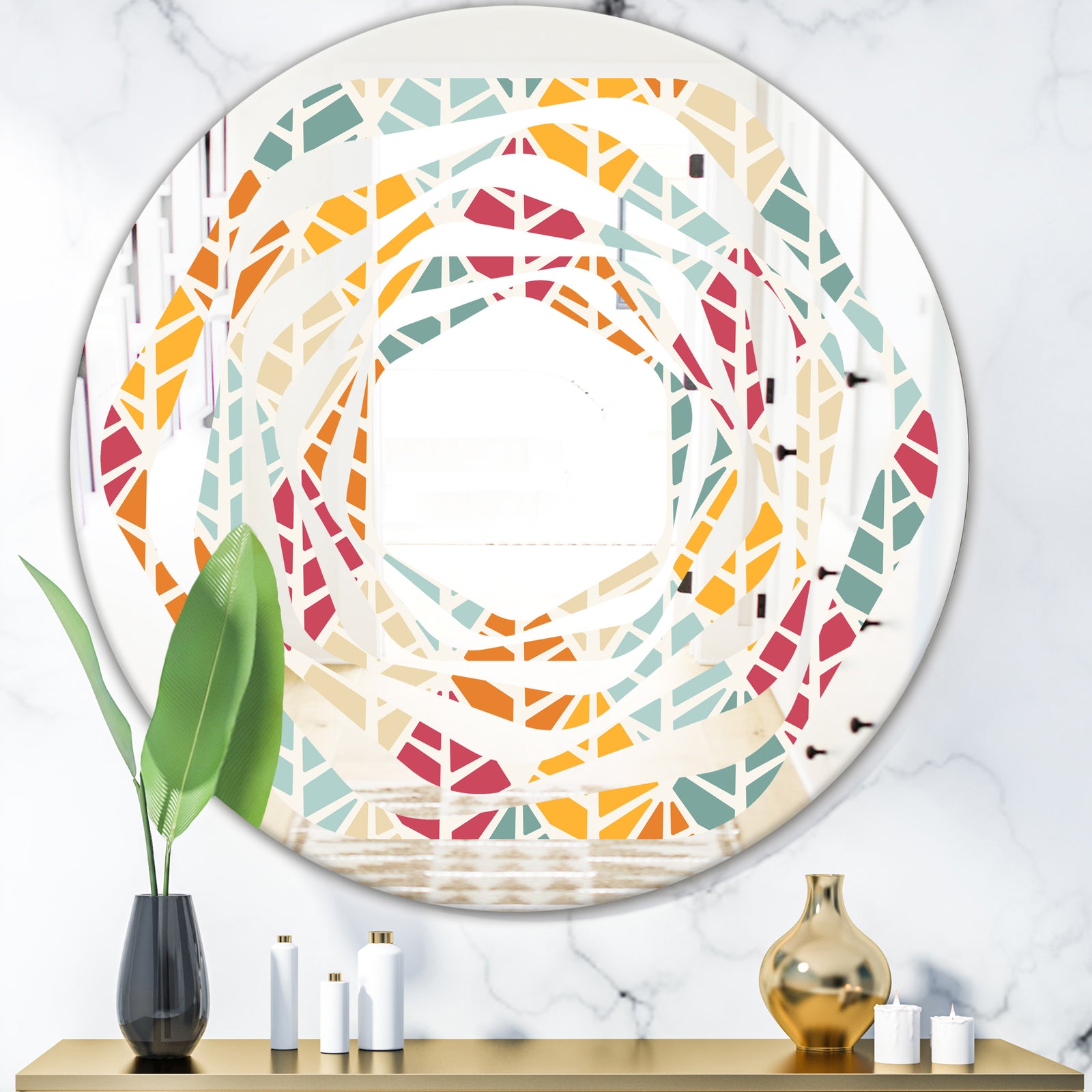 Diamond Retro X - Modern Round or Oval Wall Mirror - Whirl