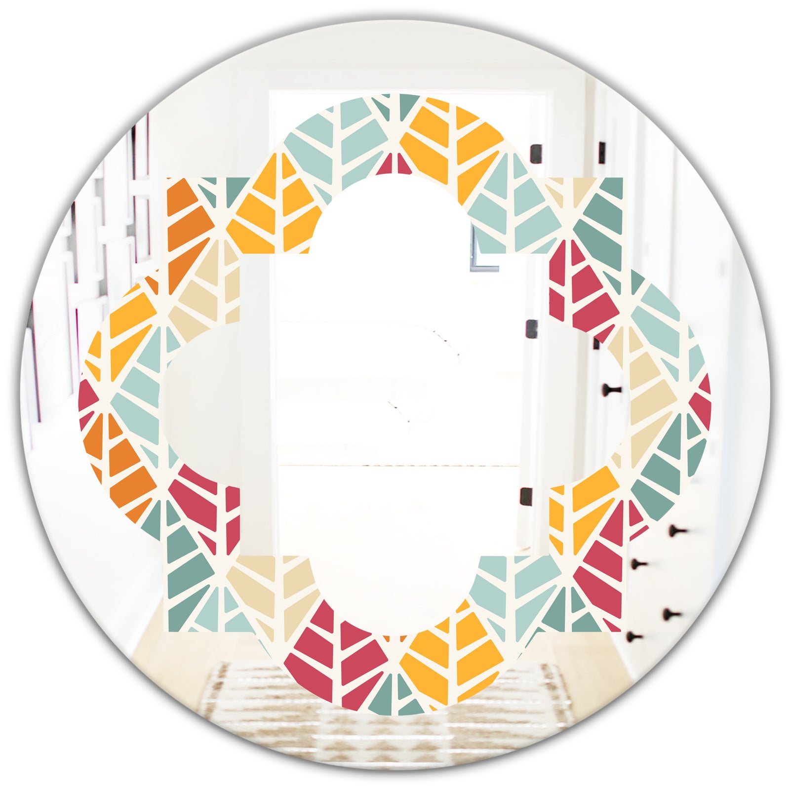 Diamond Retro X - Modern Round or Oval Wall Mirror - Quatrefoil