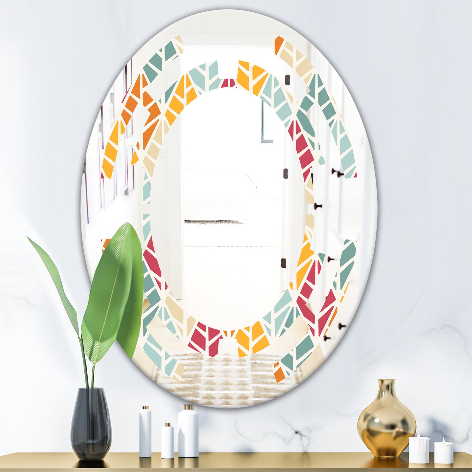 Diamond Retro X - Modern Round or Oval Wall Mirror - Space