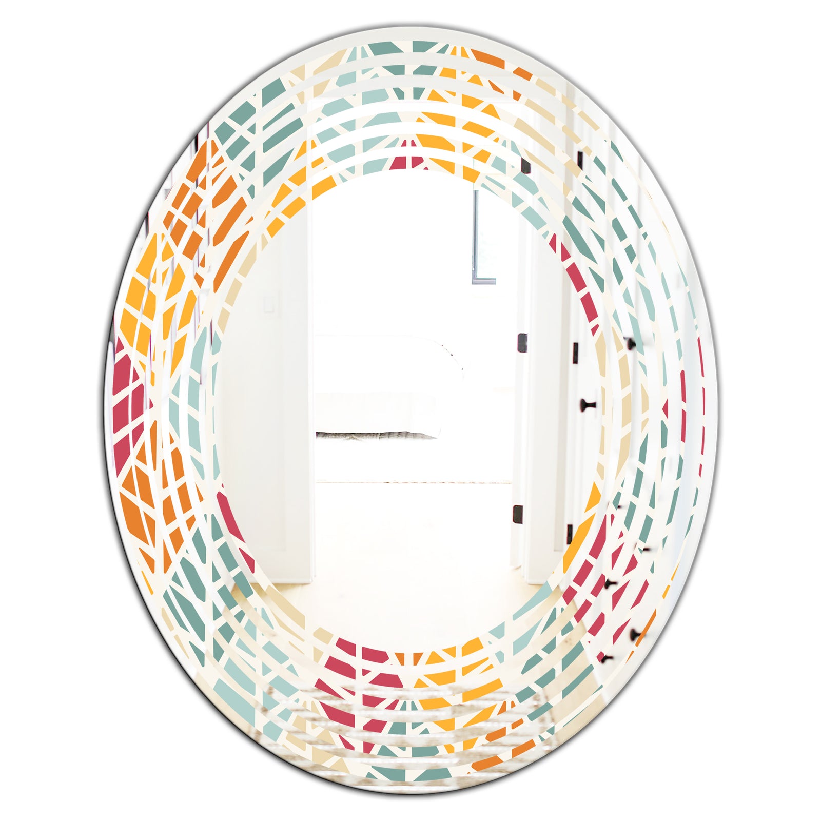 Diamond Retro X - Modern Round or Oval Wall Mirror - Wave