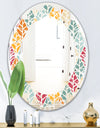 Diamond Retro X - Modern Round or Oval Wall Mirror - Leaves