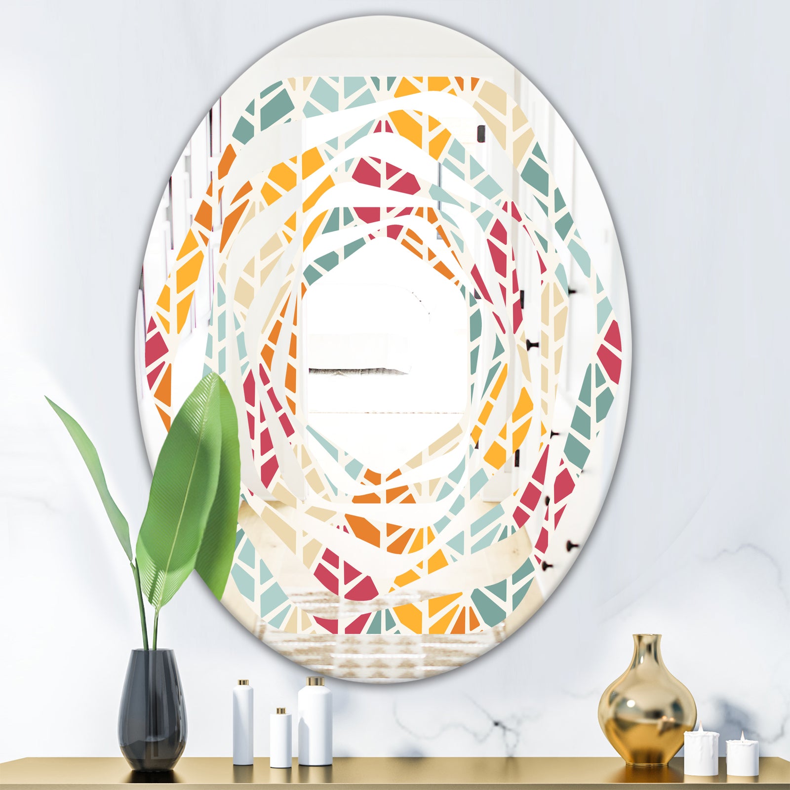 Diamond Retro X - Modern Round or Oval Wall Mirror - Whirl