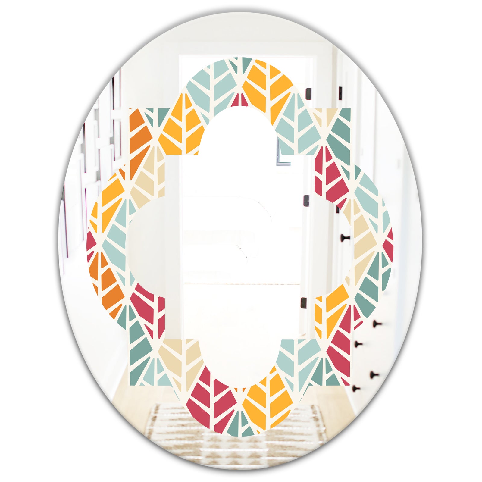 Diamond Retro X - Modern Round or Oval Wall Mirror - Quatrefoil