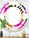 Tropical Foliage and Geometrics - Modern Round or Oval Wall Mirror - Space