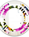 Tropical Foliage and Geometrics - Modern Round or Oval Wall Mirror - Space