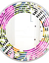 Tropical Foliage and Geometrics - Modern Round or Oval Wall Mirror - Wave