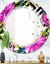 Tropical Foliage and Geometrics - Modern Round or Oval Wall Mirror - Triple C