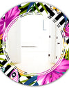Tropical Foliage and Geometrics - Modern Round or Oval Wall Mirror - Triple C