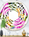 Tropical Foliage and Geometrics - Modern Round or Oval Wall Mirror - Whirl