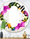 Tropical Foliage and Geometrics - Modern Round or Oval Wall Mirror - Quatrefoil
