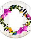 Tropical Foliage and Geometrics - Modern Round or Oval Wall Mirror - Quatrefoil