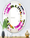 Tropical Foliage and Geometrics - Modern Round or Oval Wall Mirror - Space