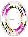 Tropical Foliage and Geometrics - Modern Round or Oval Wall Mirror - Space