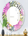 Tropical Foliage and Geometrics - Modern Round or Oval Wall Mirror - Wave